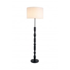Black Wood floor lamp with Fabric shade