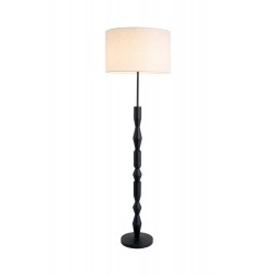 Black Wood floor lamp with Fabric shade