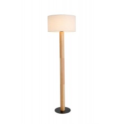 Natural Wood(D80mm) floor lamp with Fabric shade
